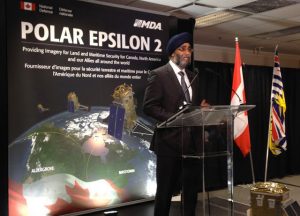 Defence minister Sajjan at MDA HQ in BC on June 17th, to announce the latest MDA contract. Photo c/o MDA.